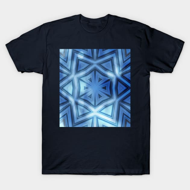 Blue striped kaleidoscope with bokeh T-Shirt by hereswendy